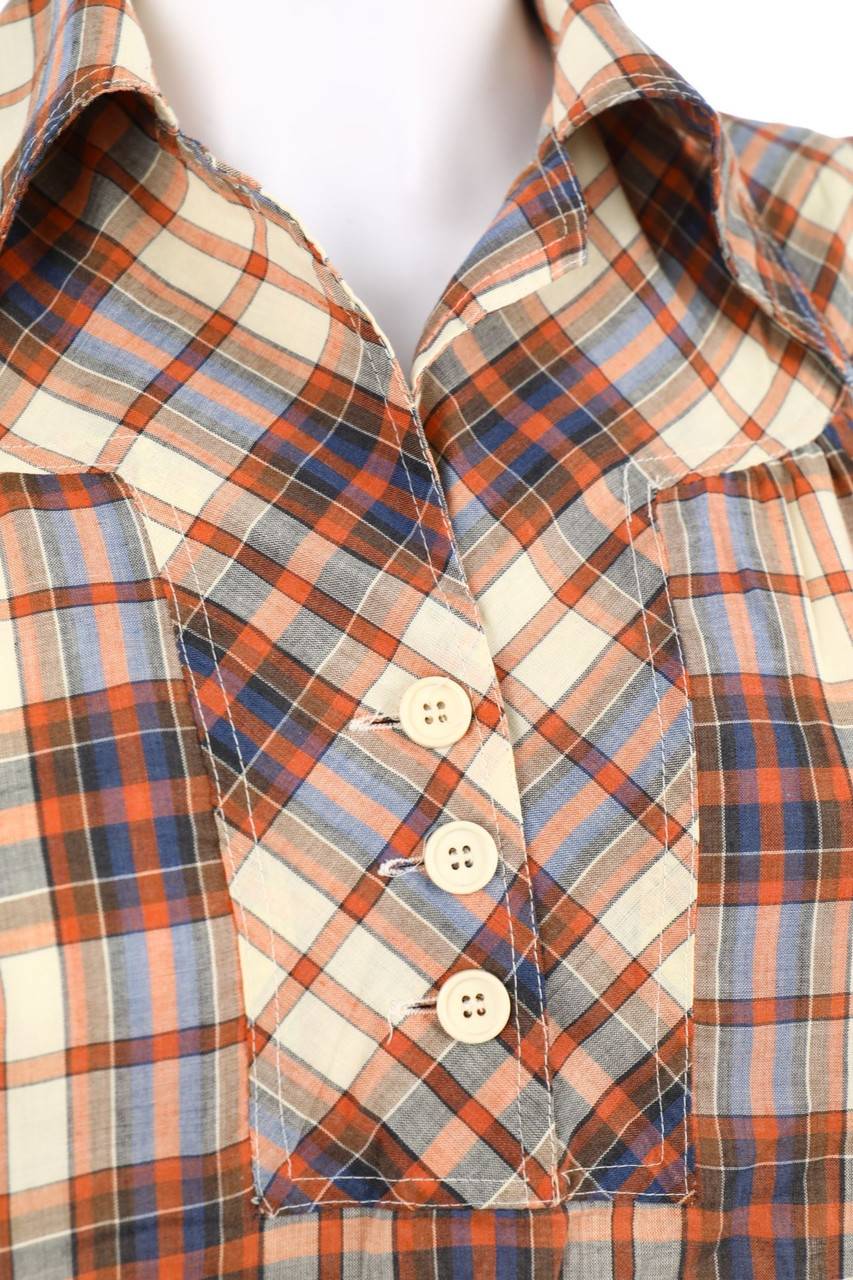 Carou VINTAGE Bluse Mit Tartan-Muster