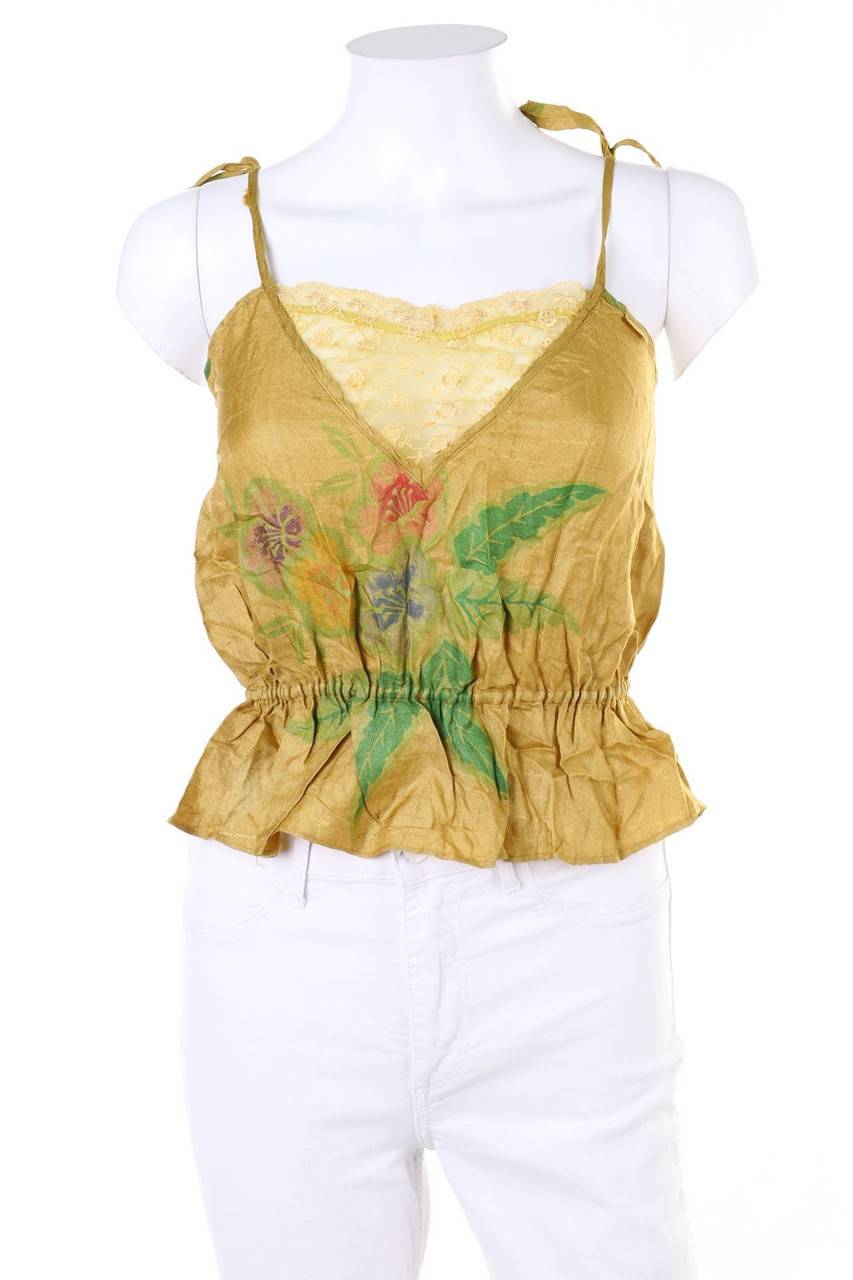 Carou VINTAGE Blusentop aus Seide mit Spitze