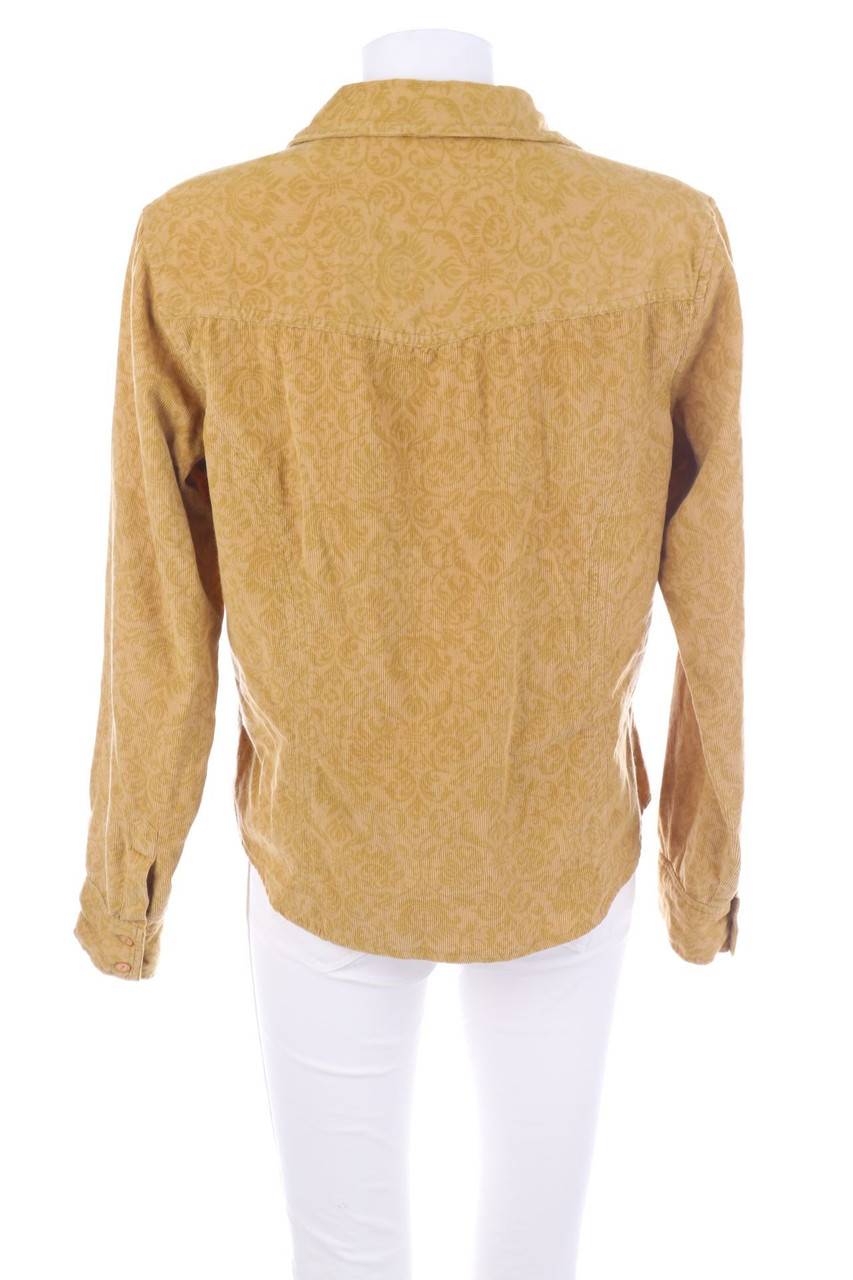 Carou VINTAGE Cord-Hemd-Bluse Mit Floralem Muster