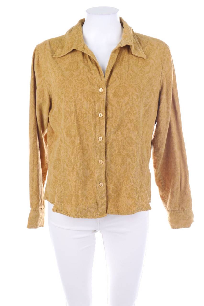 Carou VINTAGE Cord-Hemd-Bluse mit floralem Muster