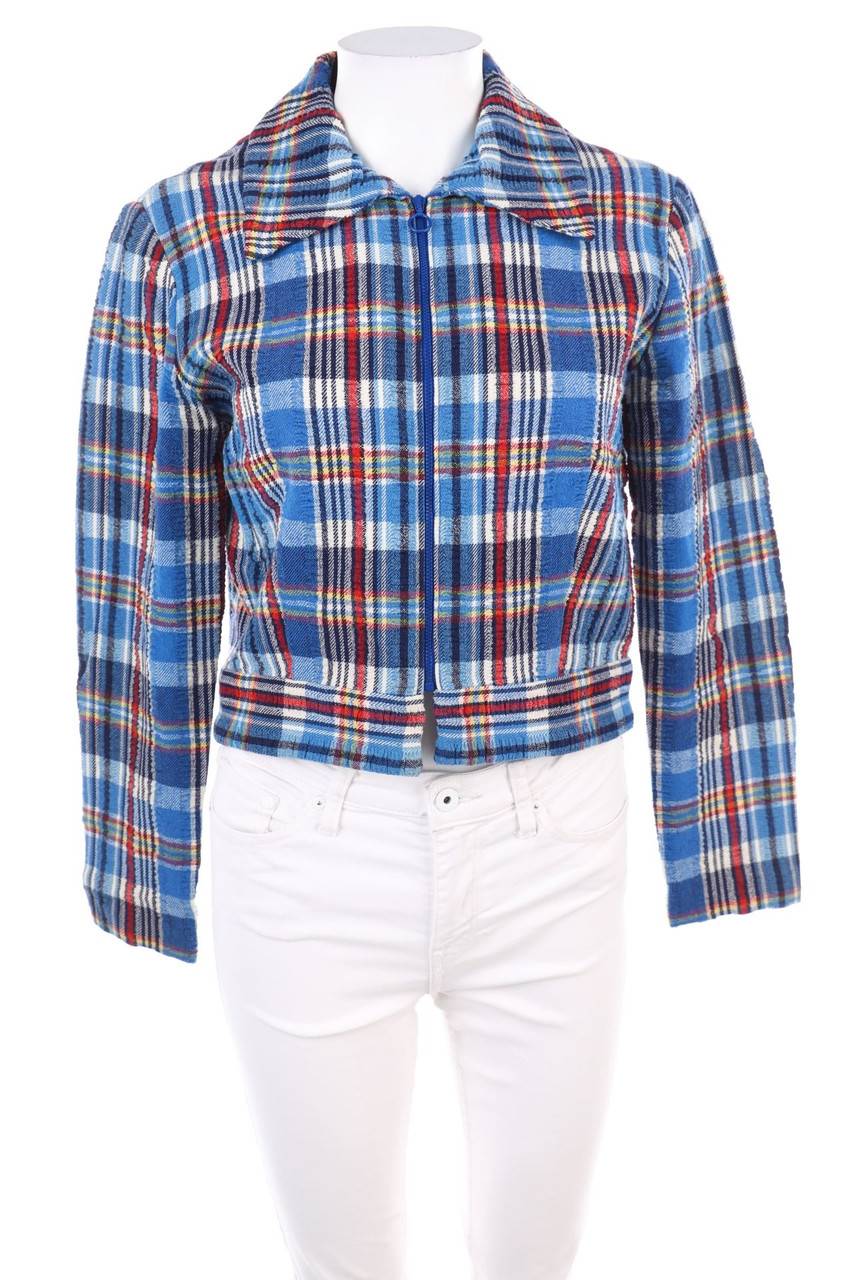 Carou VINTAGE Cropped-Jacke mit Tartan-Muster