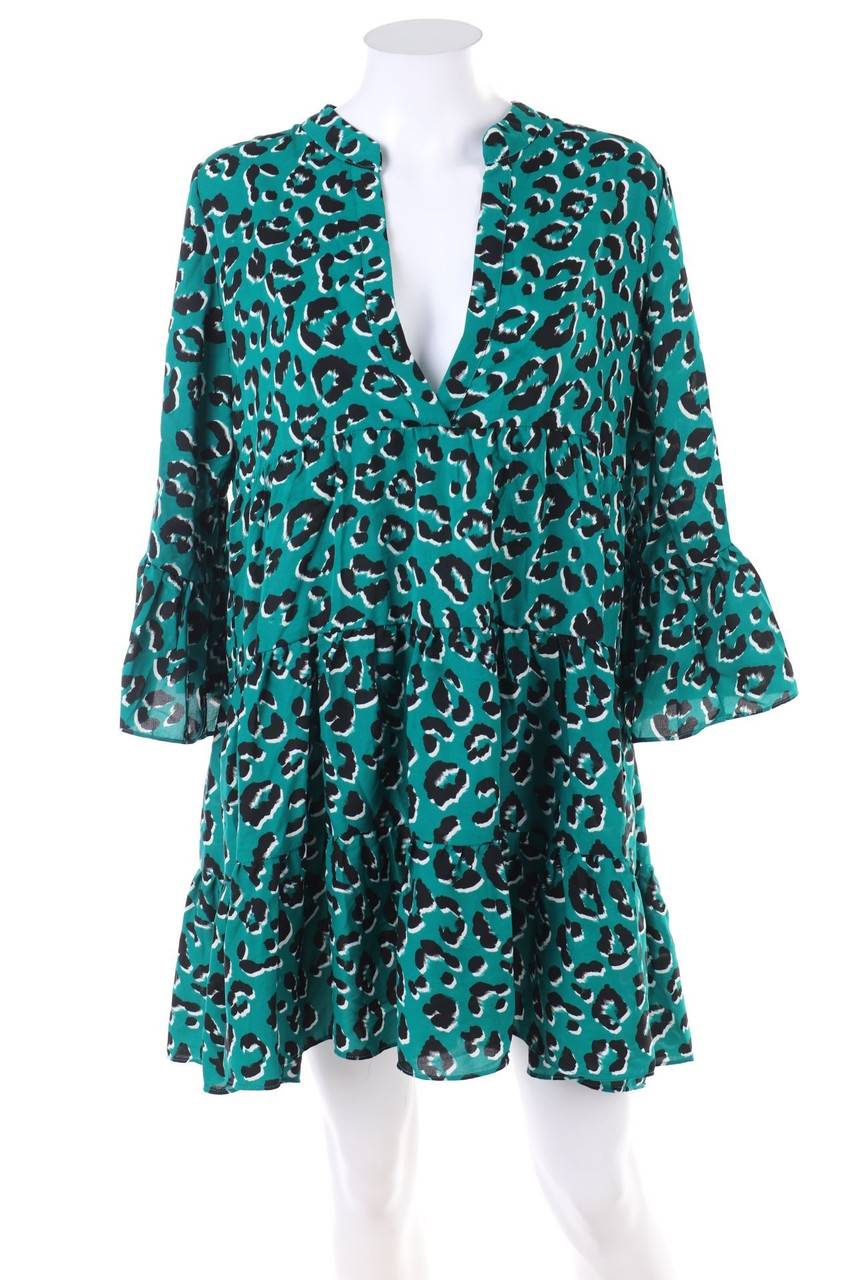 Carou VINTAGE DRESSING Volants-Kleid mit Leo-Print