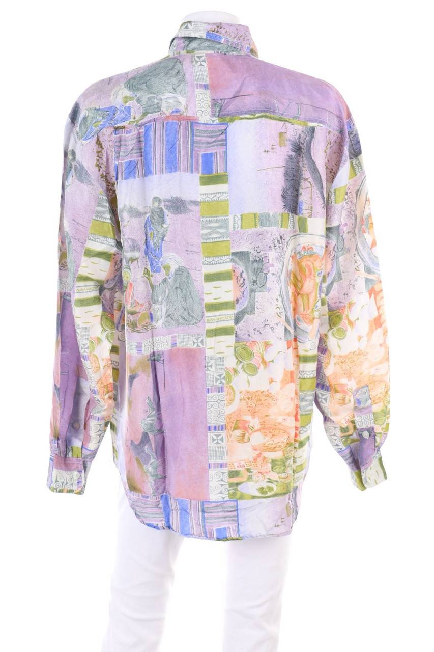 Carou VINTAGE Hemd-Bluse Aus Seide Mit Print