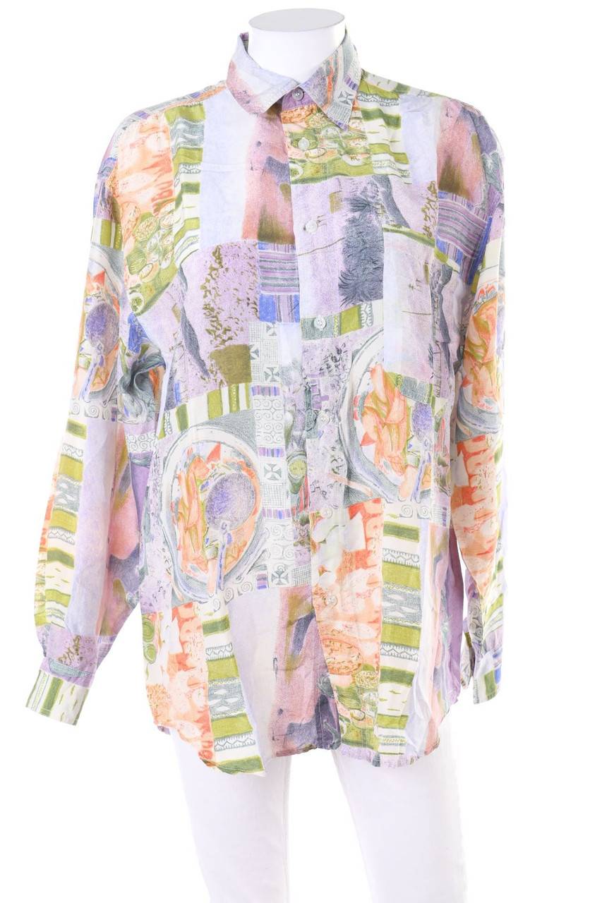 Carou VINTAGE Hemd-Bluse aus Seide mit Print