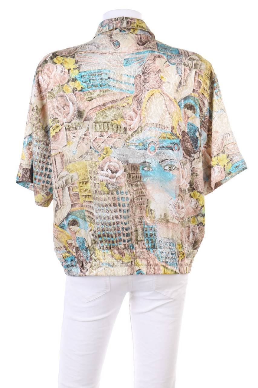 Carou VINTAGE Hemd-Bluse Mit Kurzem Ärmel