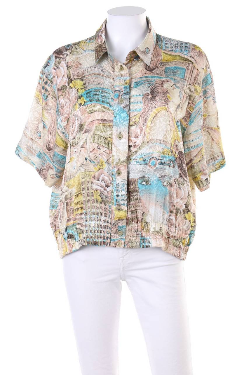 Carou VINTAGE Hemd-Bluse mit kurzem Ärmel
