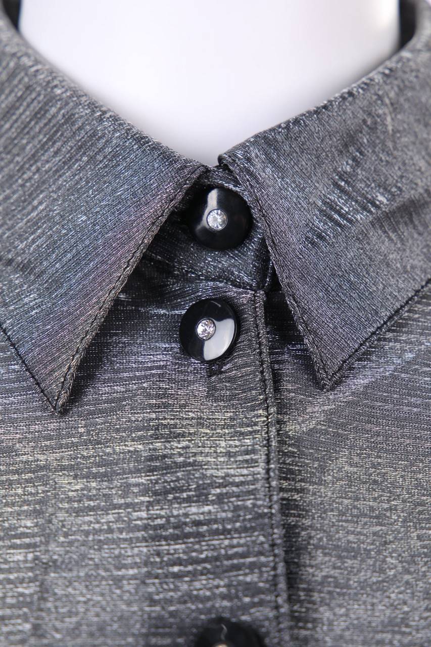 Carou VINTAGE Hemd-Bluse Mit Metallic-Effekt