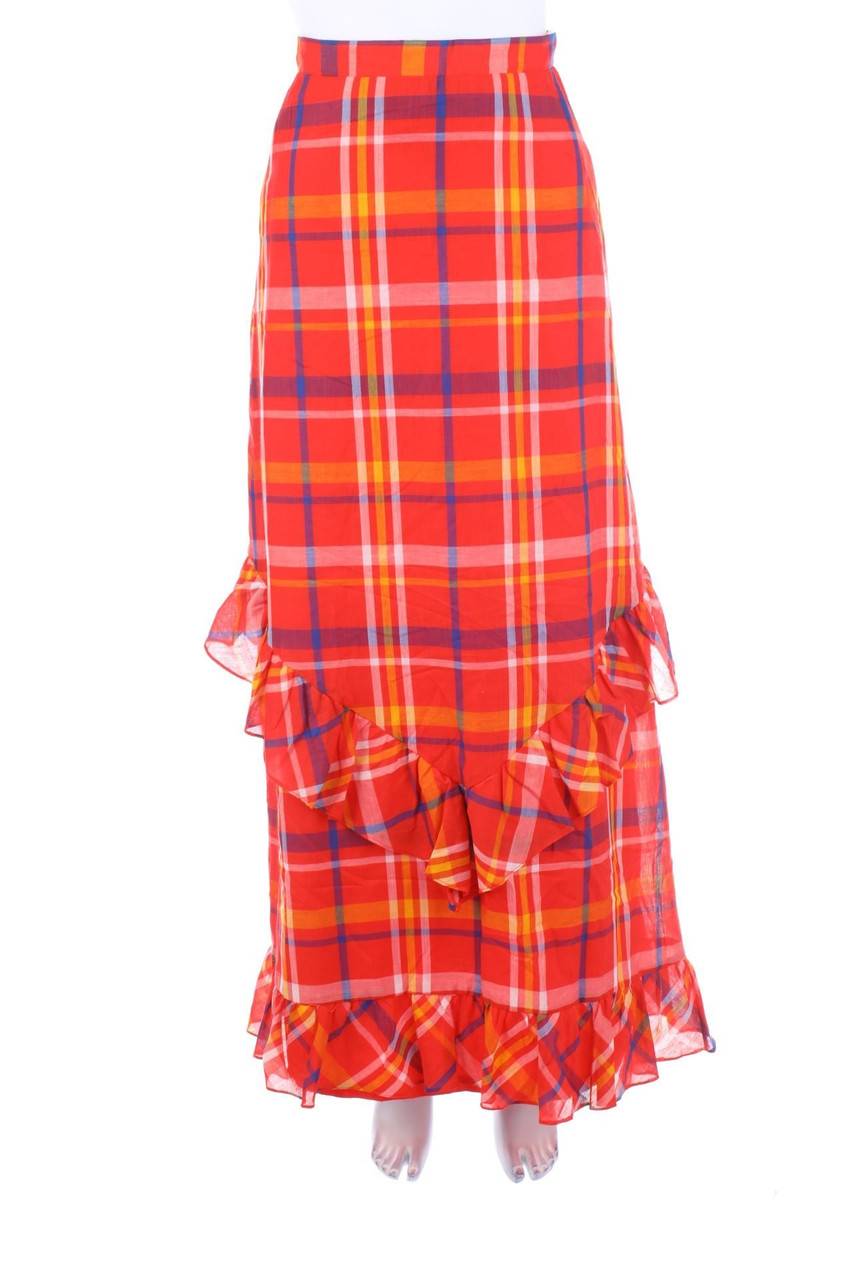 Carou VINTAGE Karo-Maxi-Rock mit Volants