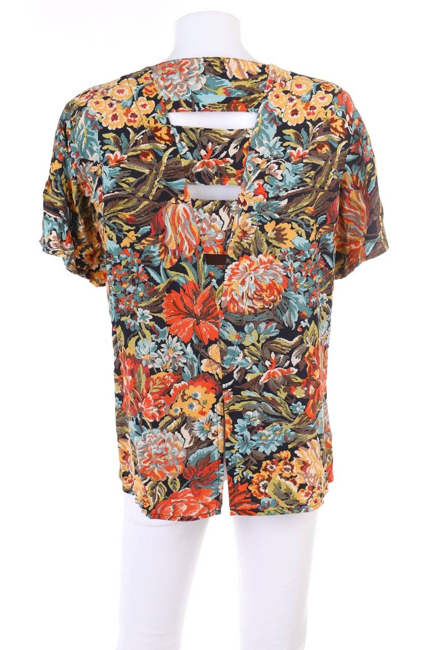 Carou VINTAGE Kurzarm-Bluse Mit Blumen-Print