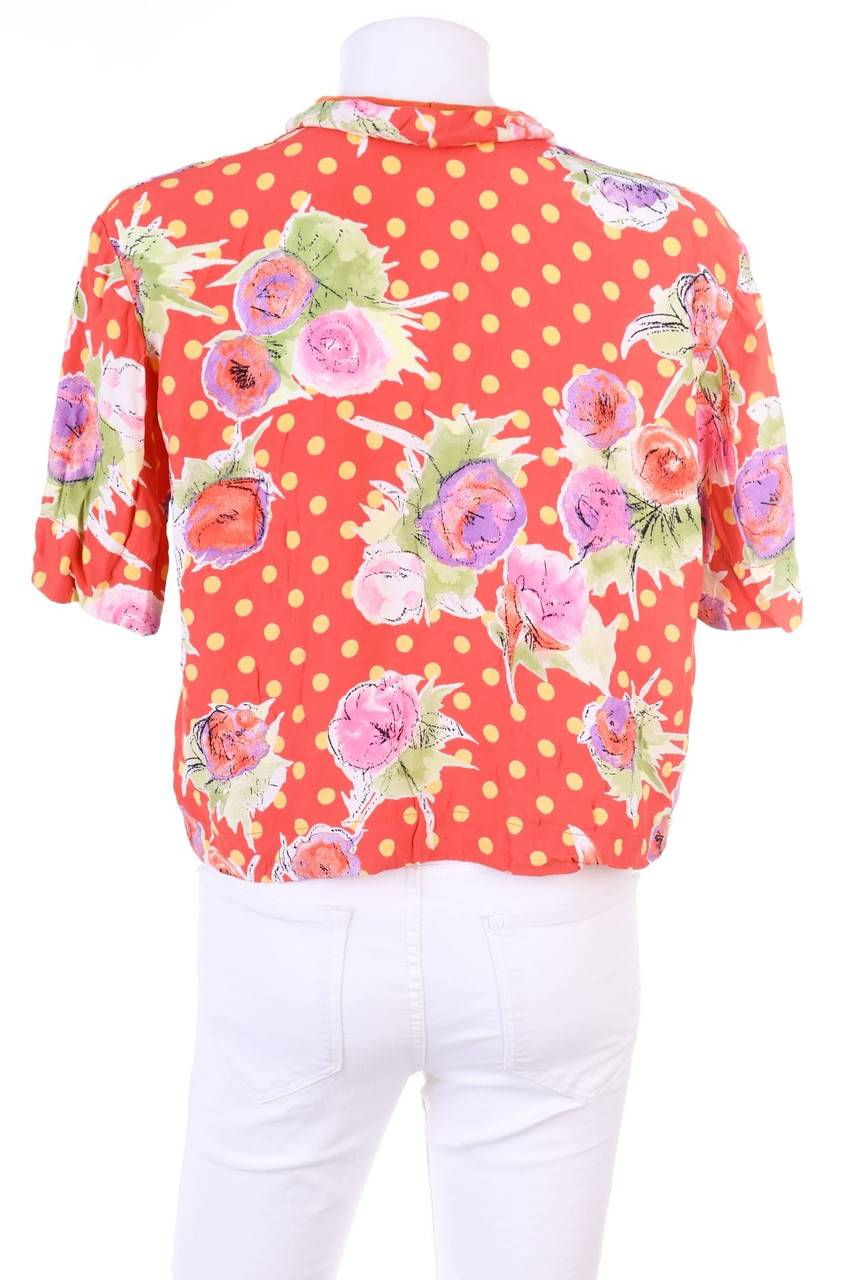 Carou VINTAGE Kurzarm-Bluse Mit Blumen-Print