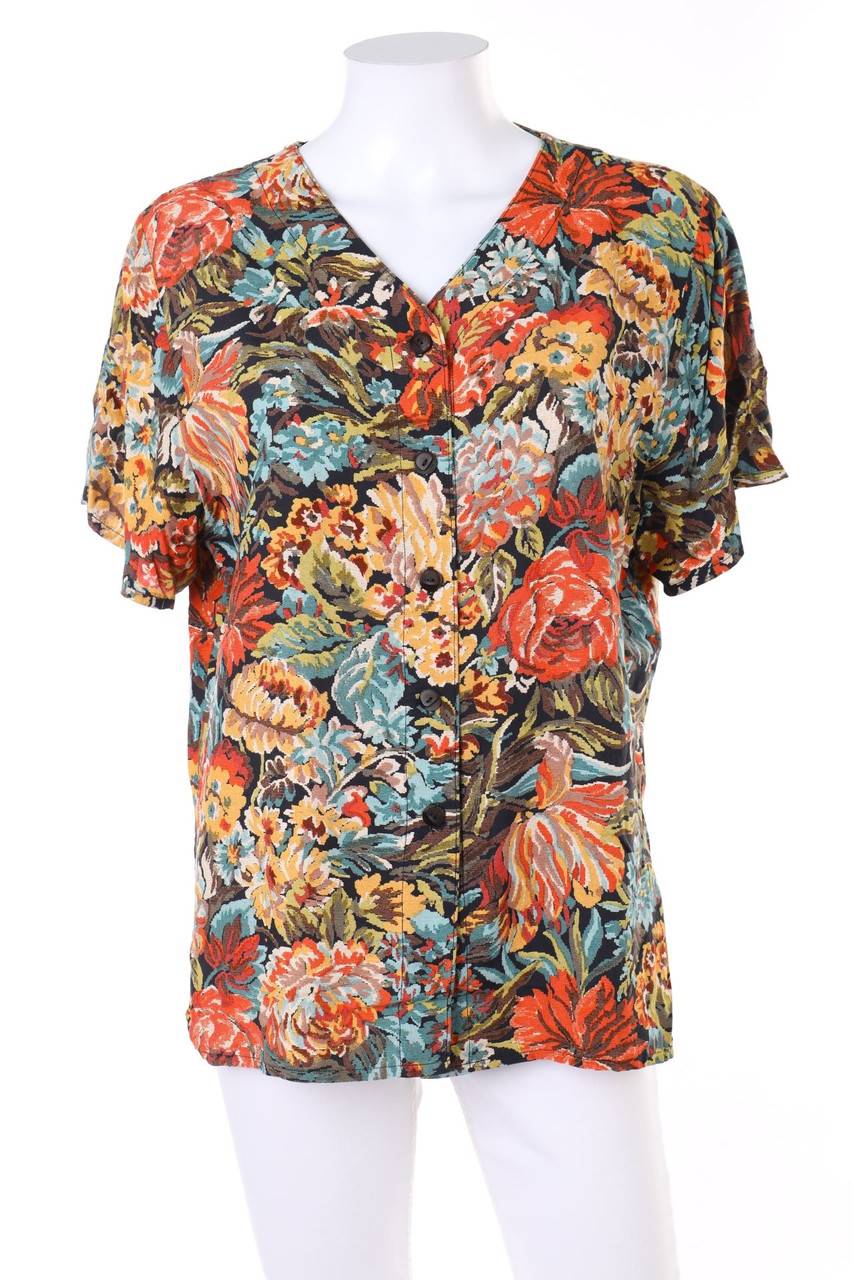 Carou VINTAGE Kurzarm-Bluse mit Blumen-Print