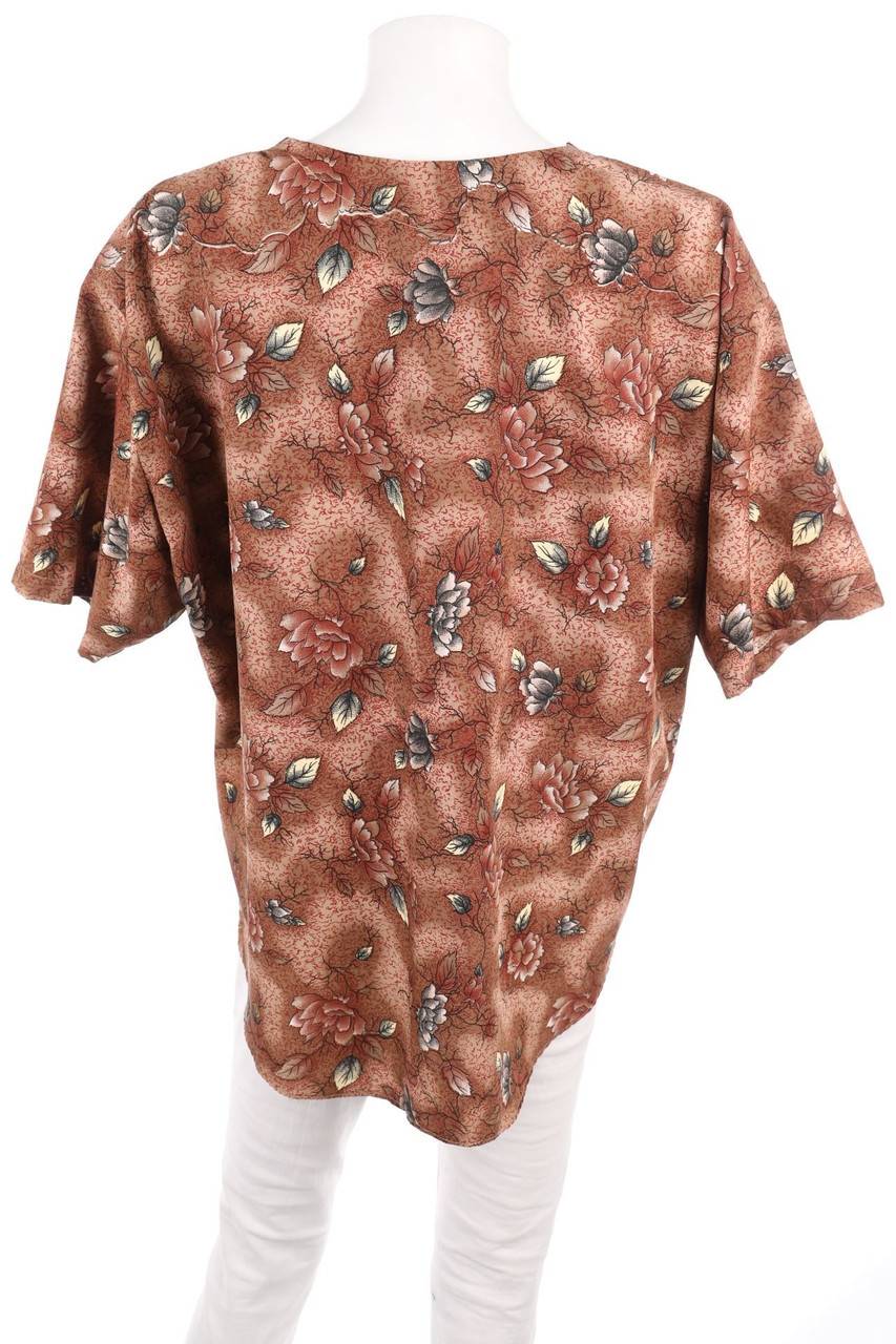 Carou VINTAGE Kurzarm-Bluse Mit Floralem Muster