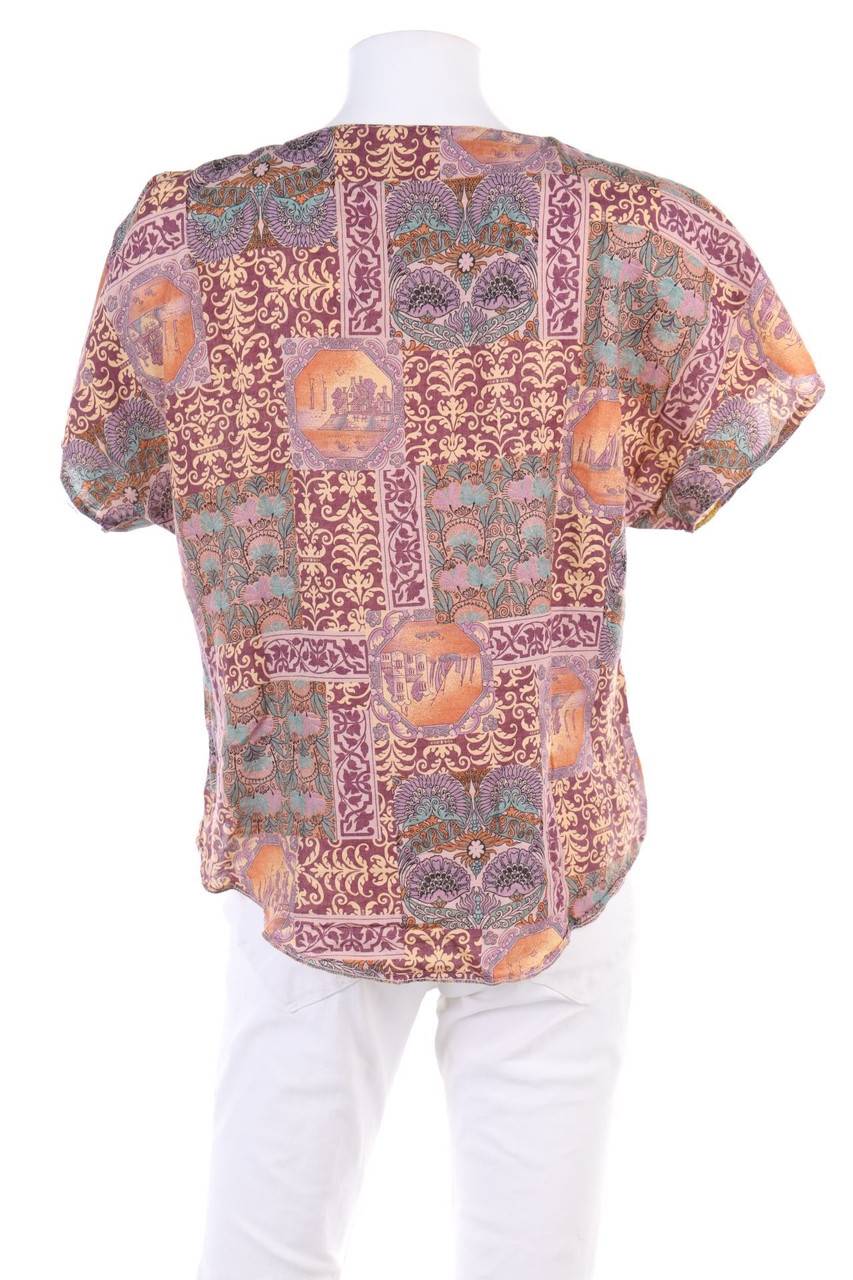 Carou VINTAGE Kurzarm-Bluse Mit Floralem Muster