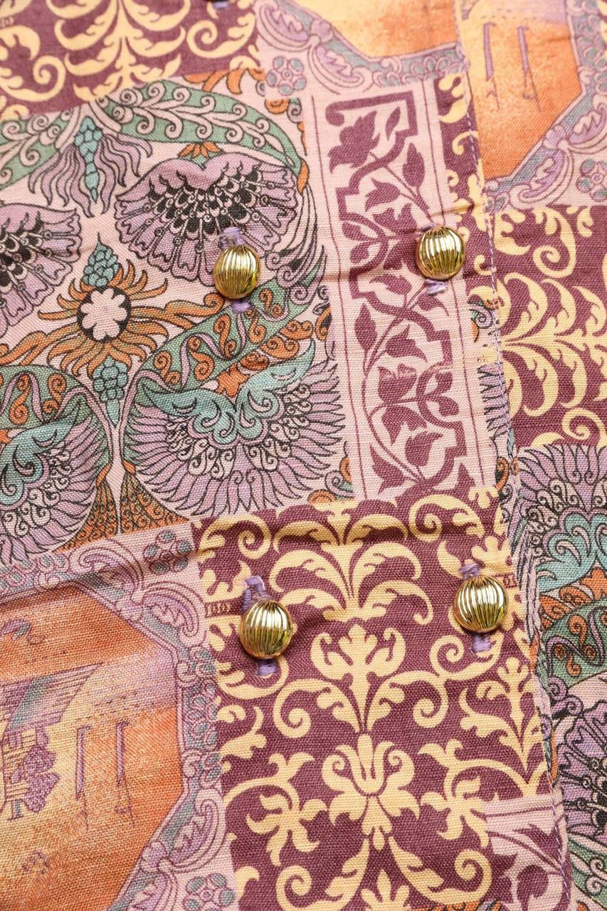Carou VINTAGE Kurzarm-Bluse Mit Floralem Muster