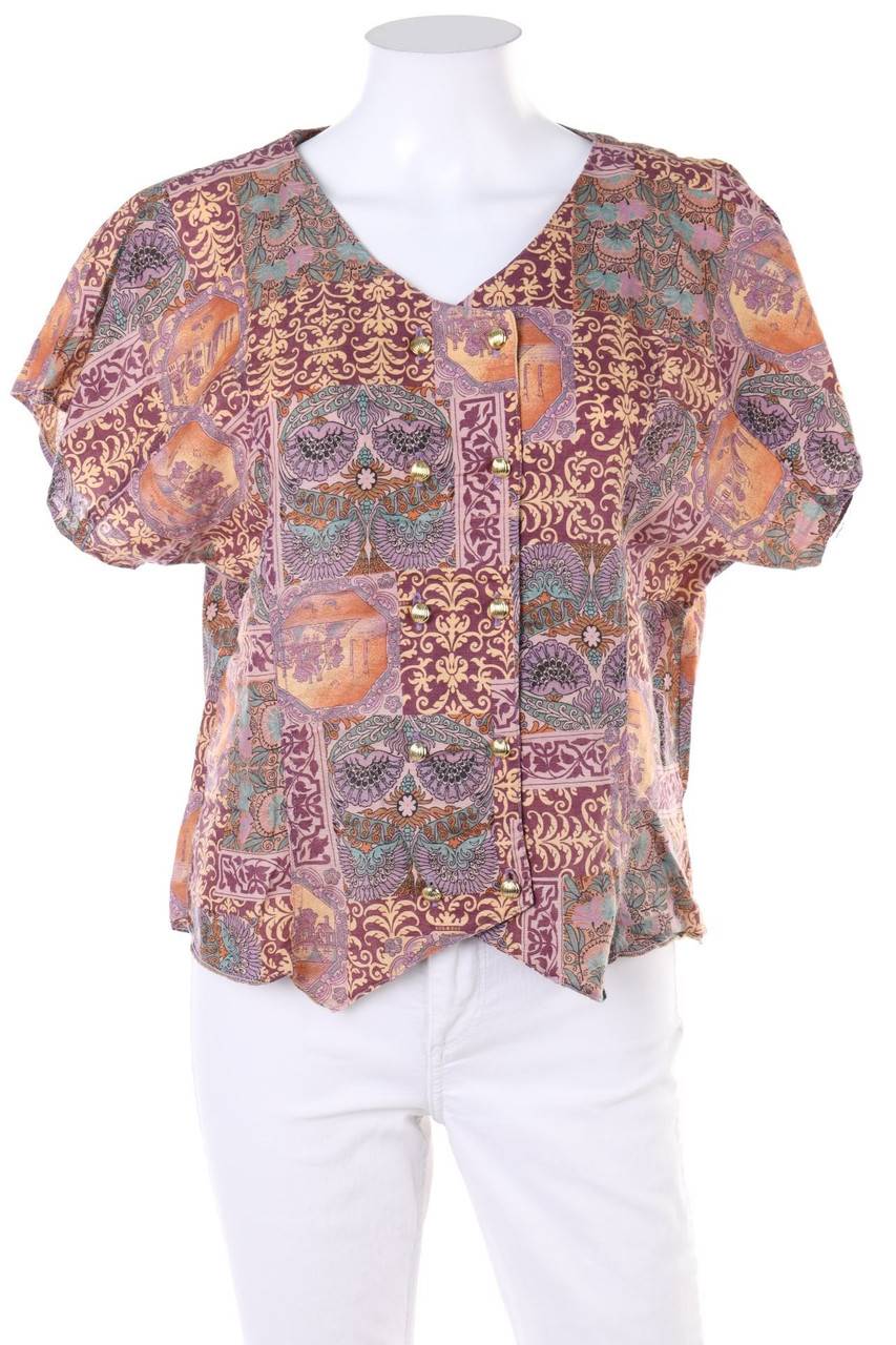 Carou VINTAGE Kurzarm-Bluse mit floralem Muster