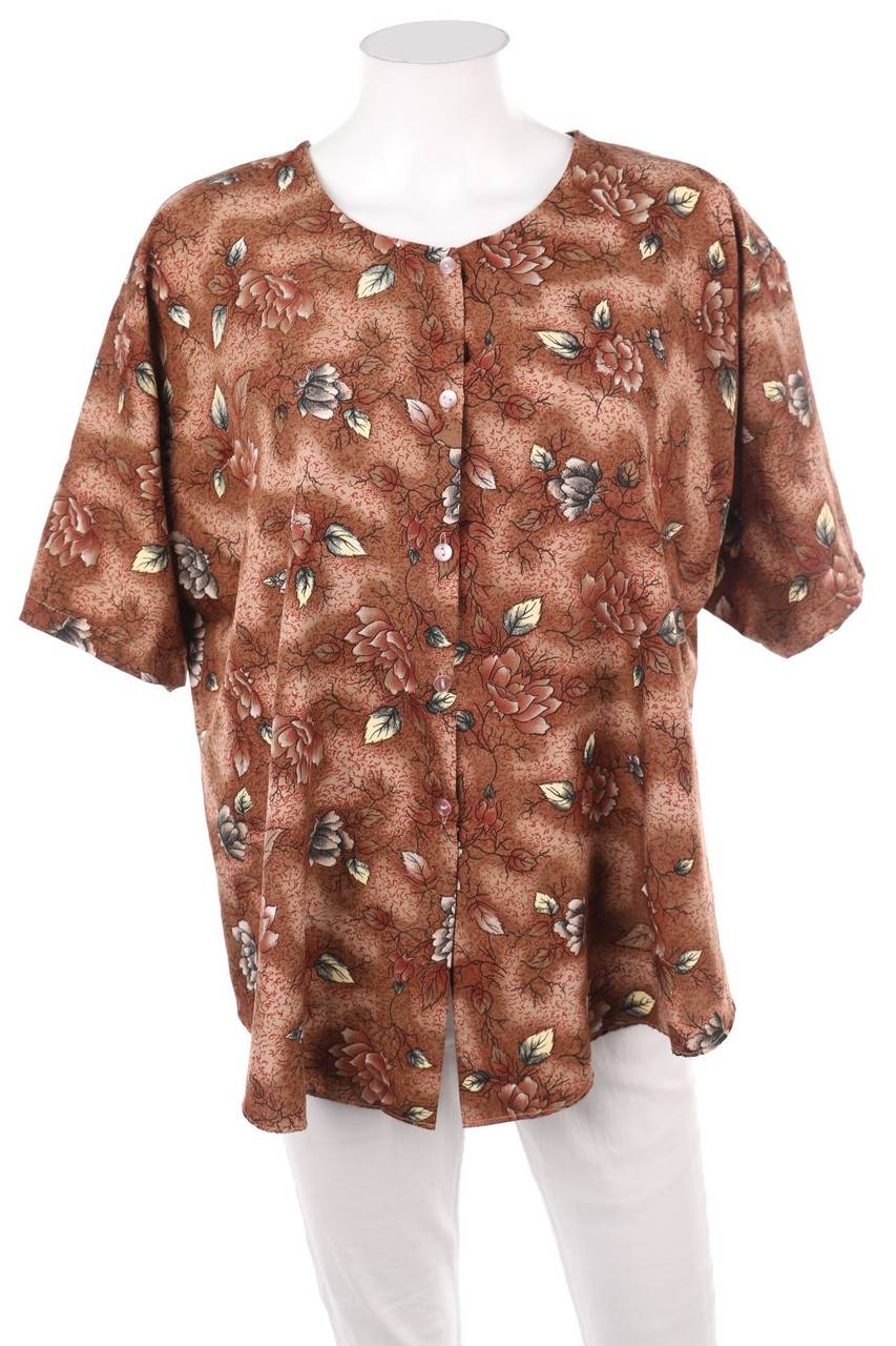 Carou VINTAGE Kurzarm-Bluse mit floralem Muster