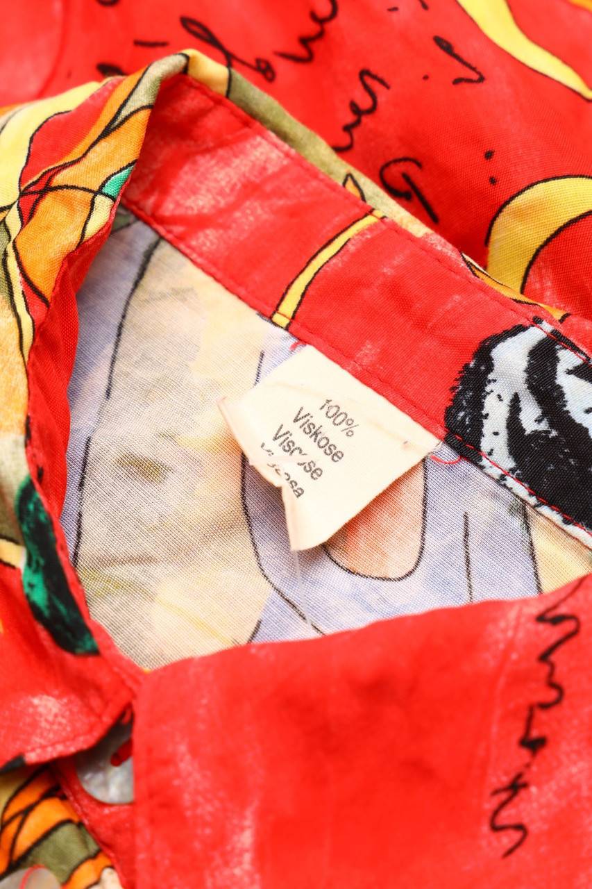 Carou VINTAGE Kurzarm-Bluse Mit Print