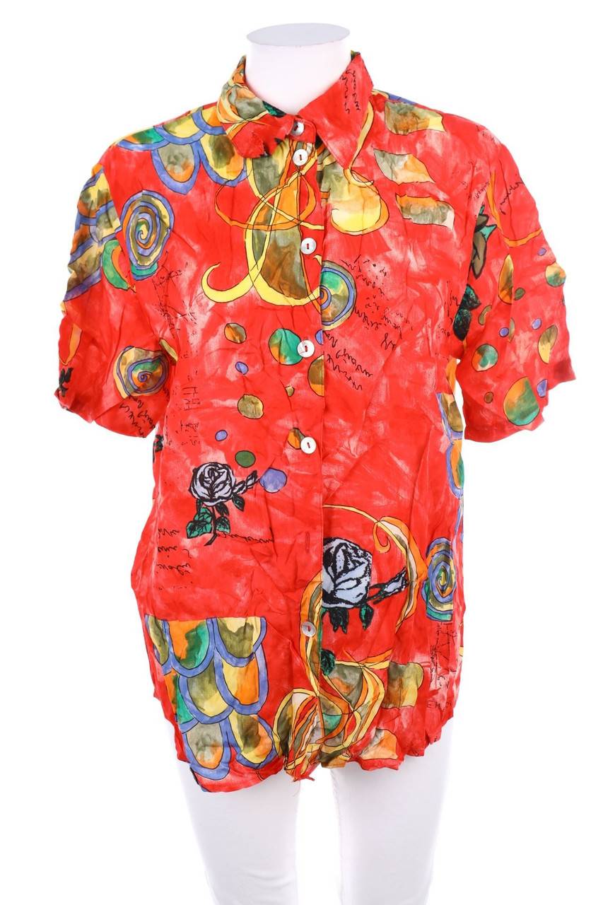 Carou VINTAGE Kurzarm-Bluse Mit Print