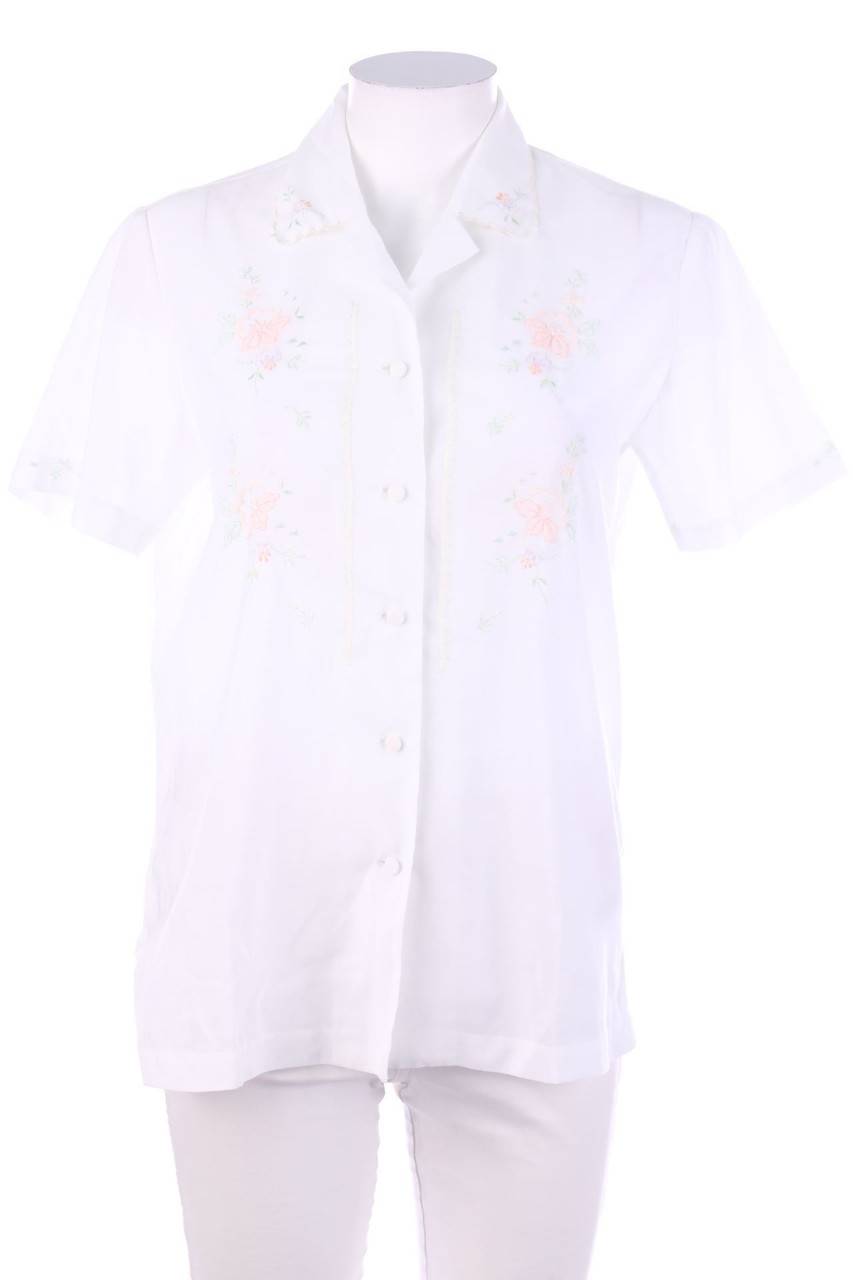 Carou VINTAGE Kurzarm-Bluse mit Stickereien