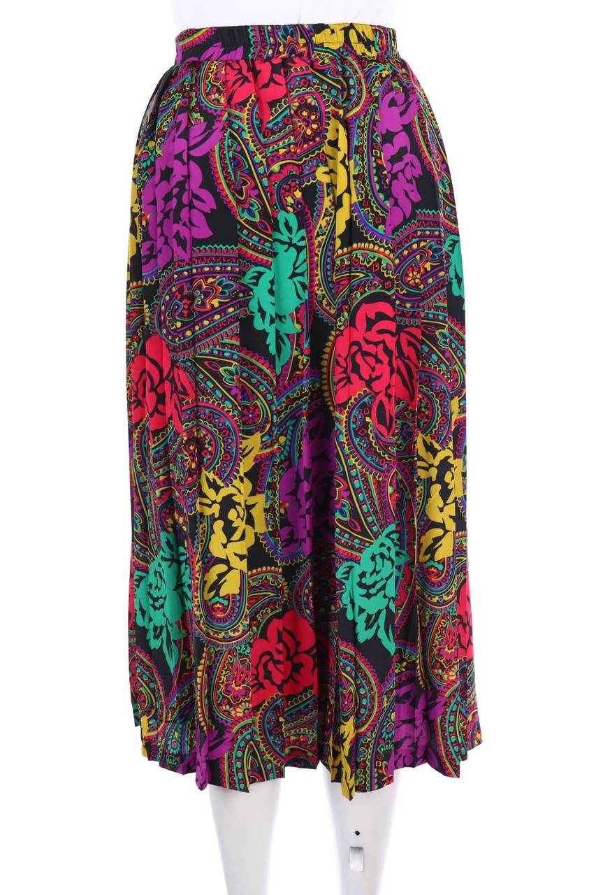 Carou VINTAGE Midi-Falten-Rock Mit Print