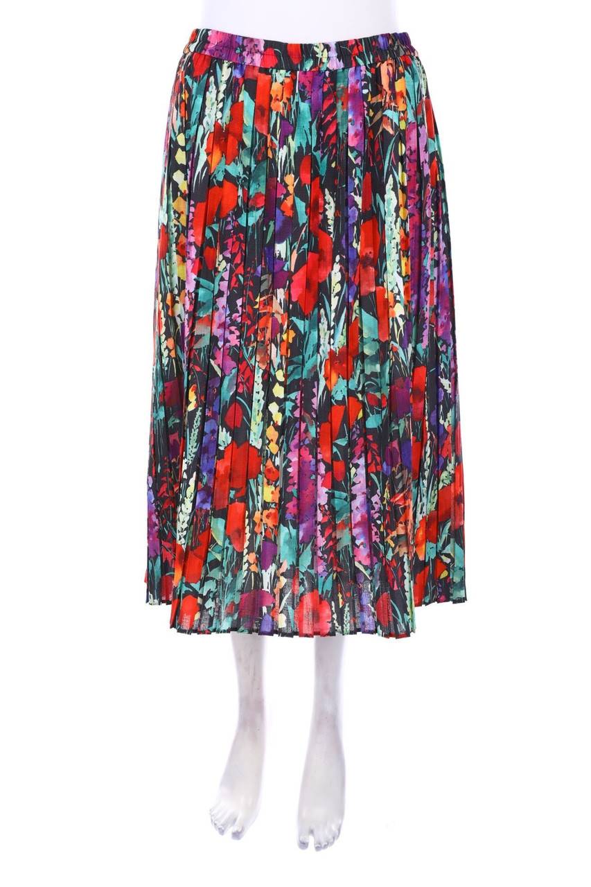 Carou VINTAGE Midi-Plissé-Rock mit Blumen-Print
