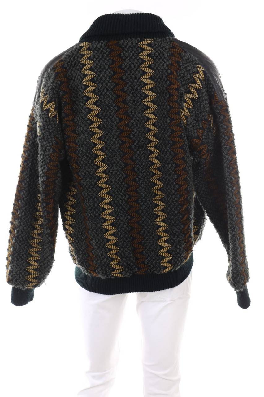 Carou VINTAGE Muster-Jacke Mit Kunstleder-Details