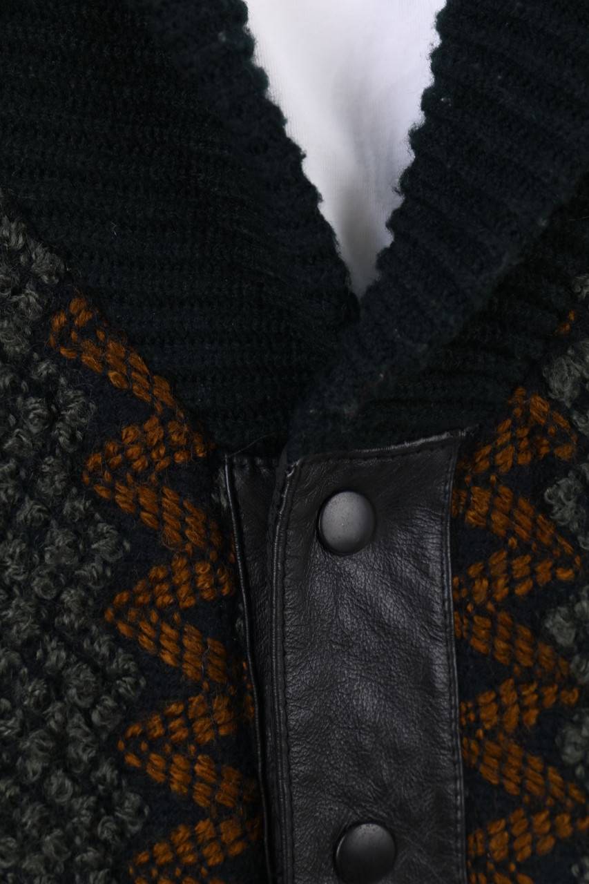 Carou VINTAGE Muster-Jacke Mit Kunstleder-Details