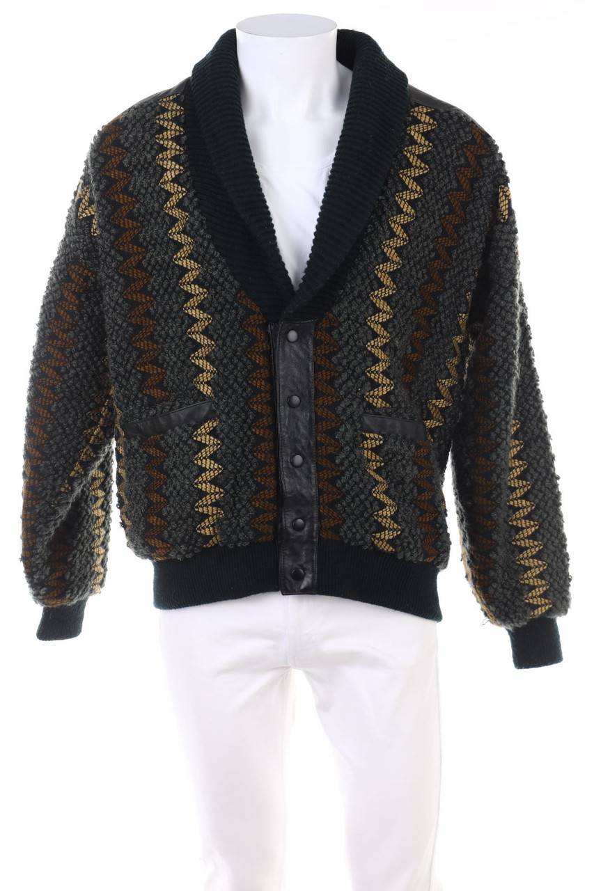 Carou VINTAGE Muster-Jacke mit Kunstleder-Details