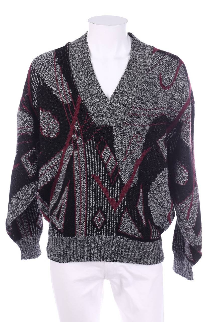 Carou VINTAGE Muster-V-Neck-Pullover