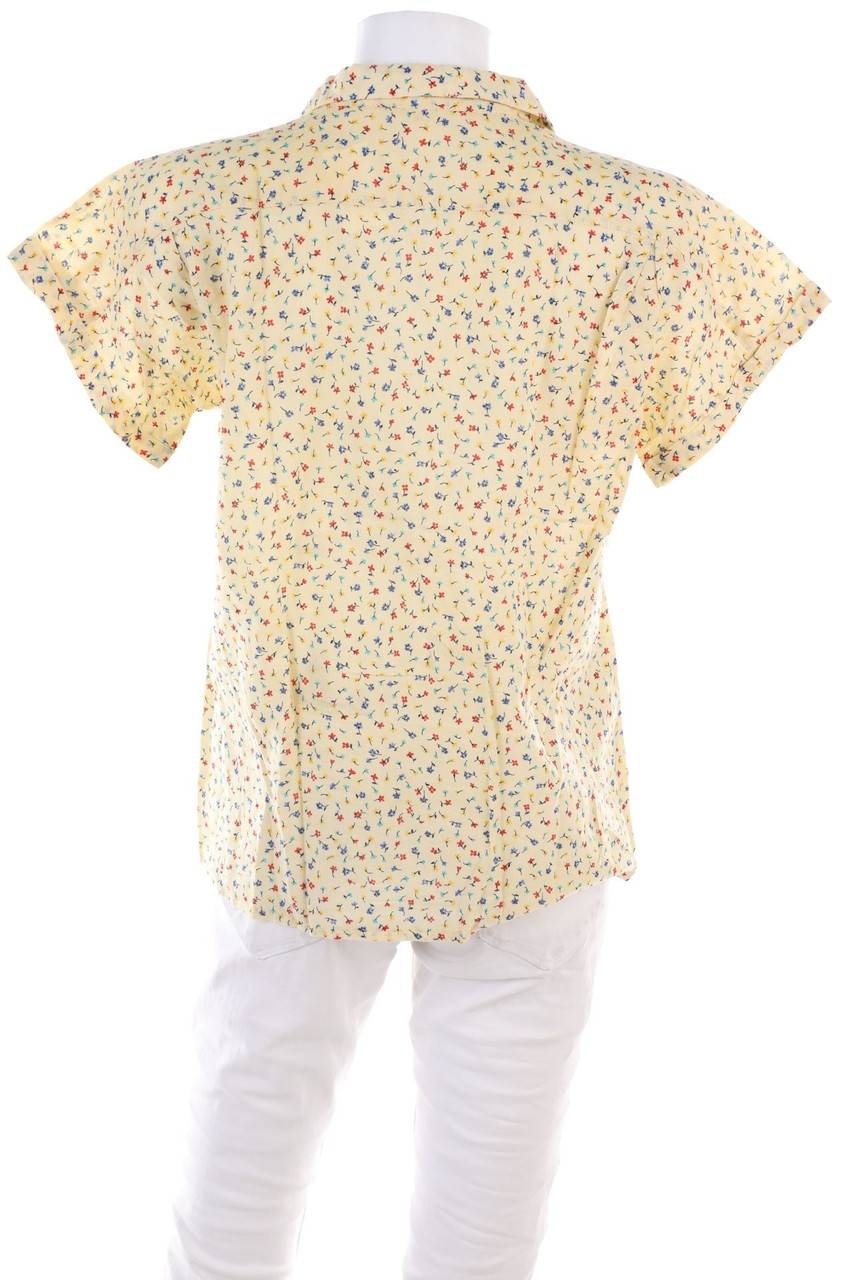 Carou VINTAGE Print-Hemd-Bluse Mit Kurzem Ärmel