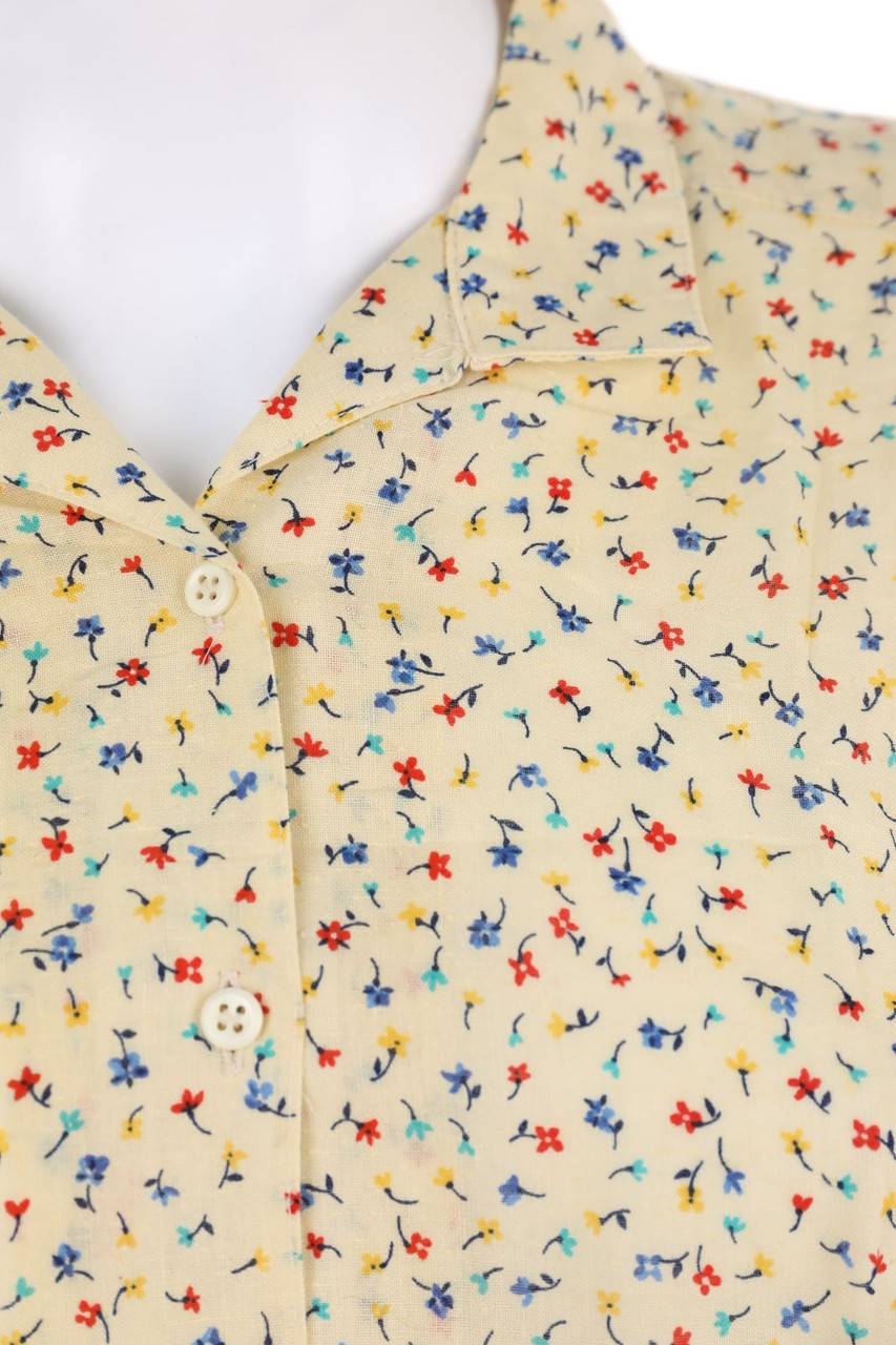 Carou VINTAGE Print-Hemd-Bluse Mit Kurzem Ärmel