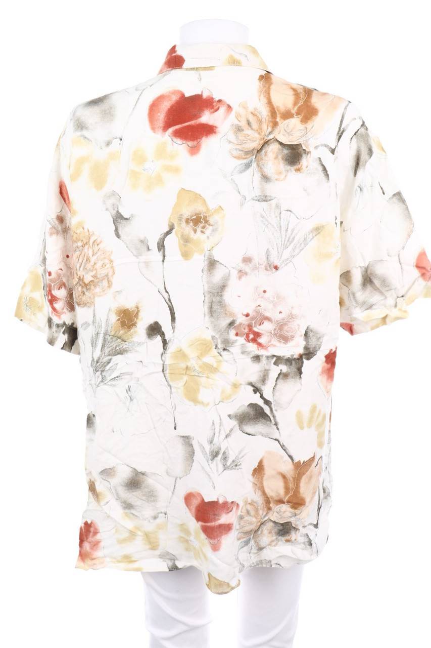 Carou VINTAGE Print-Hemd-Bluse Mit Kurzem Ärmel