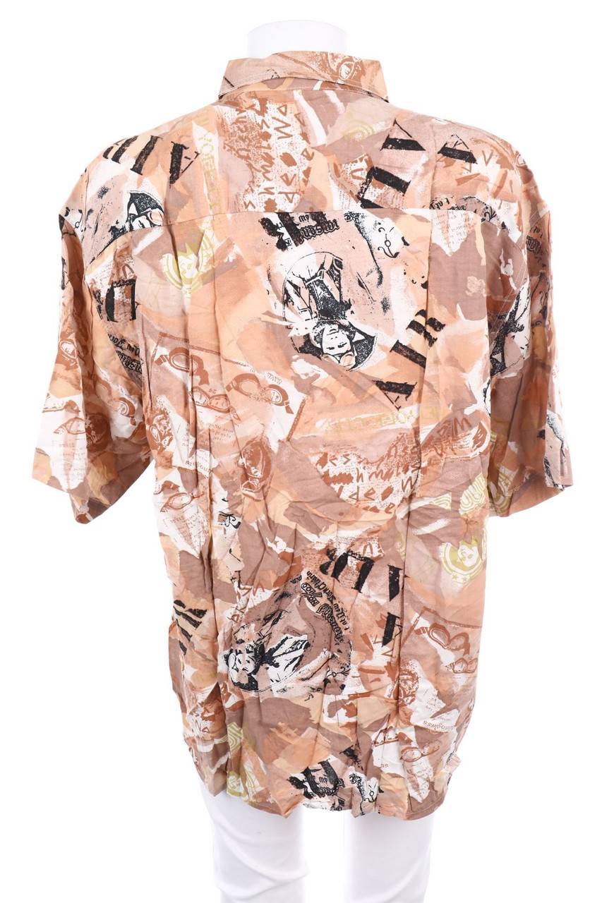 Carou VINTAGE Print-Hemd-Bluse Mit Kurzem Ärmel