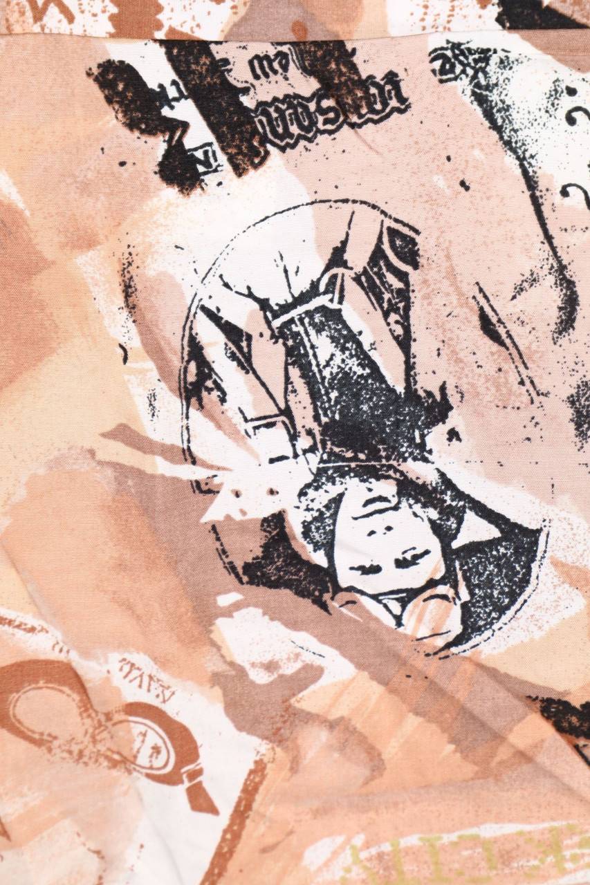 Carou VINTAGE Print-Hemd-Bluse Mit Kurzem Ärmel