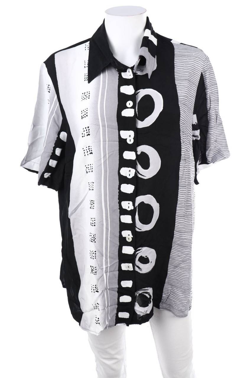 Carou VINTAGE Print-Hemd-Bluse mit kurzem Ärmel