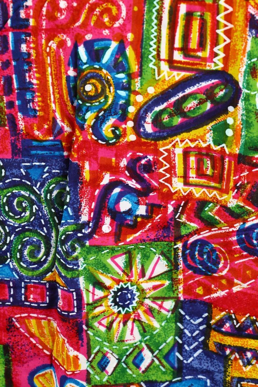 Carou VINTAGE Print-Hemd-Bluse Mit Kurzem Ärmel