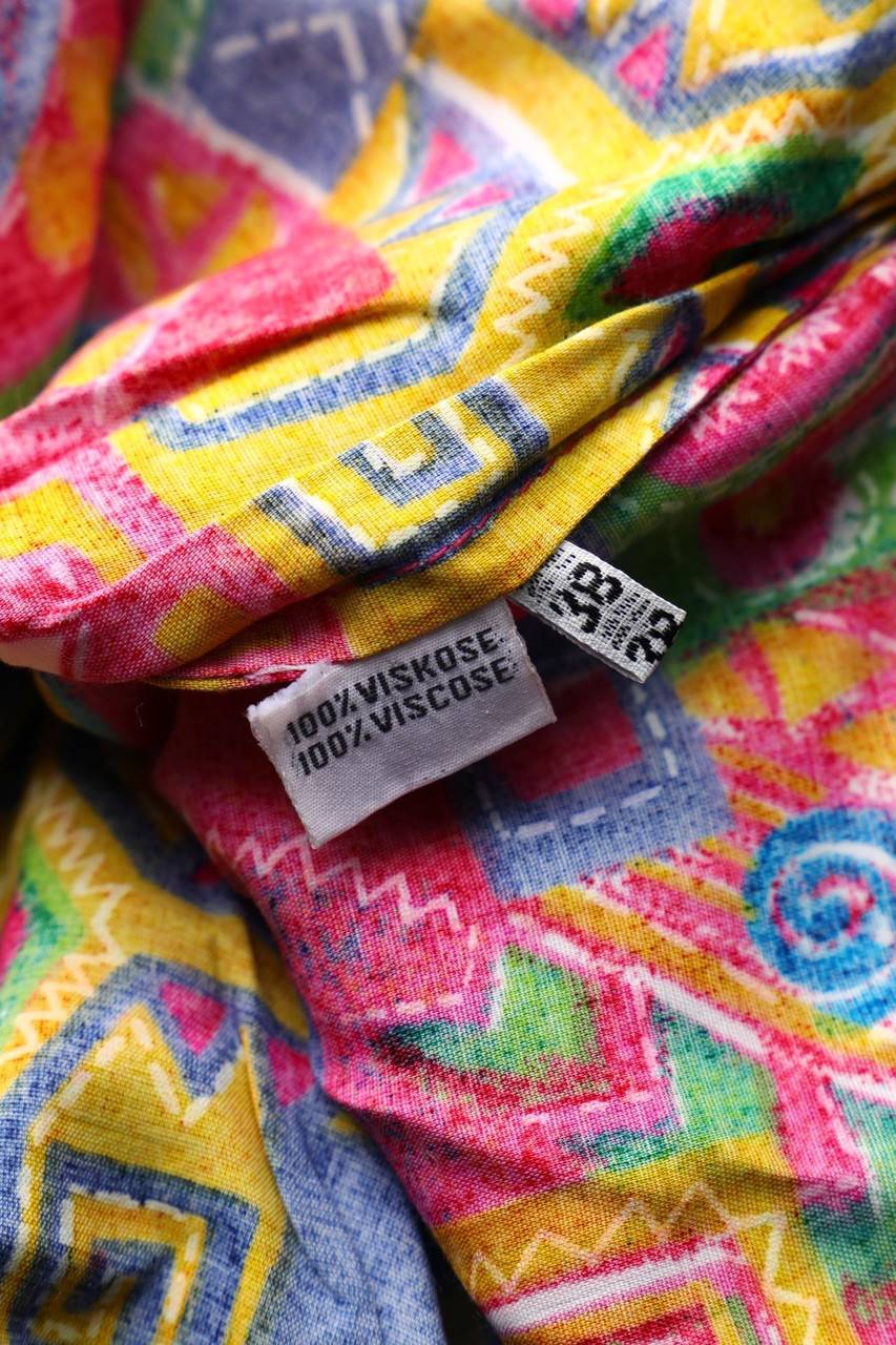 Carou VINTAGE Print-Hemd-Bluse Mit Kurzem Ärmel