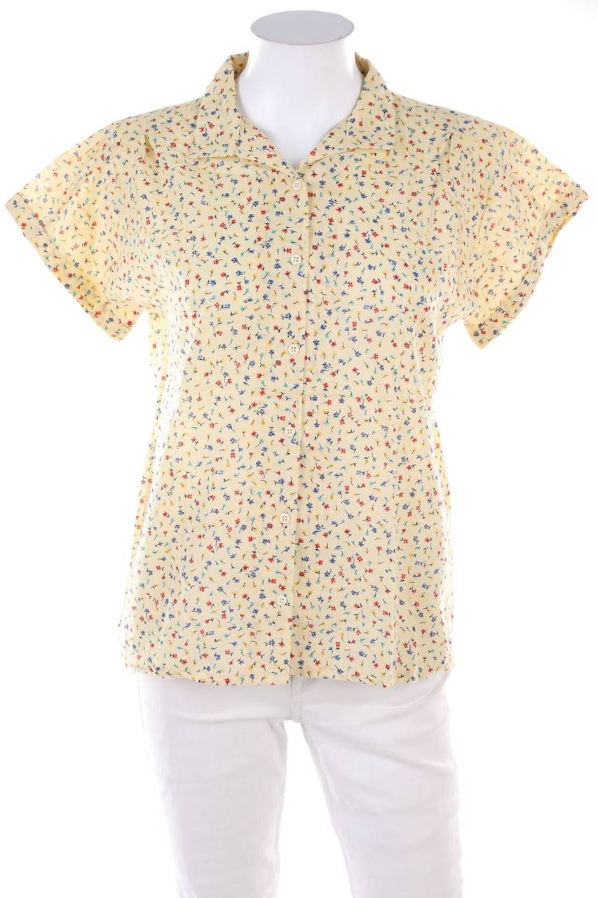 Carou VINTAGE Print-Hemd-Bluse mit kurzem Ärmel