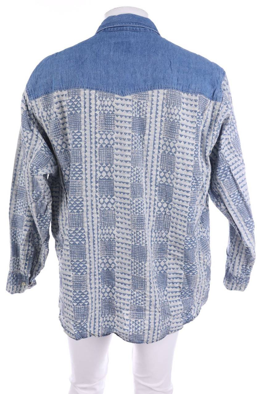 Carou VINTAGE Print-Hemd In Denim-Optik