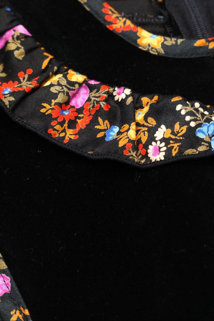 Carou VINTAGE Samt-Kleid Mit Blumen-Print