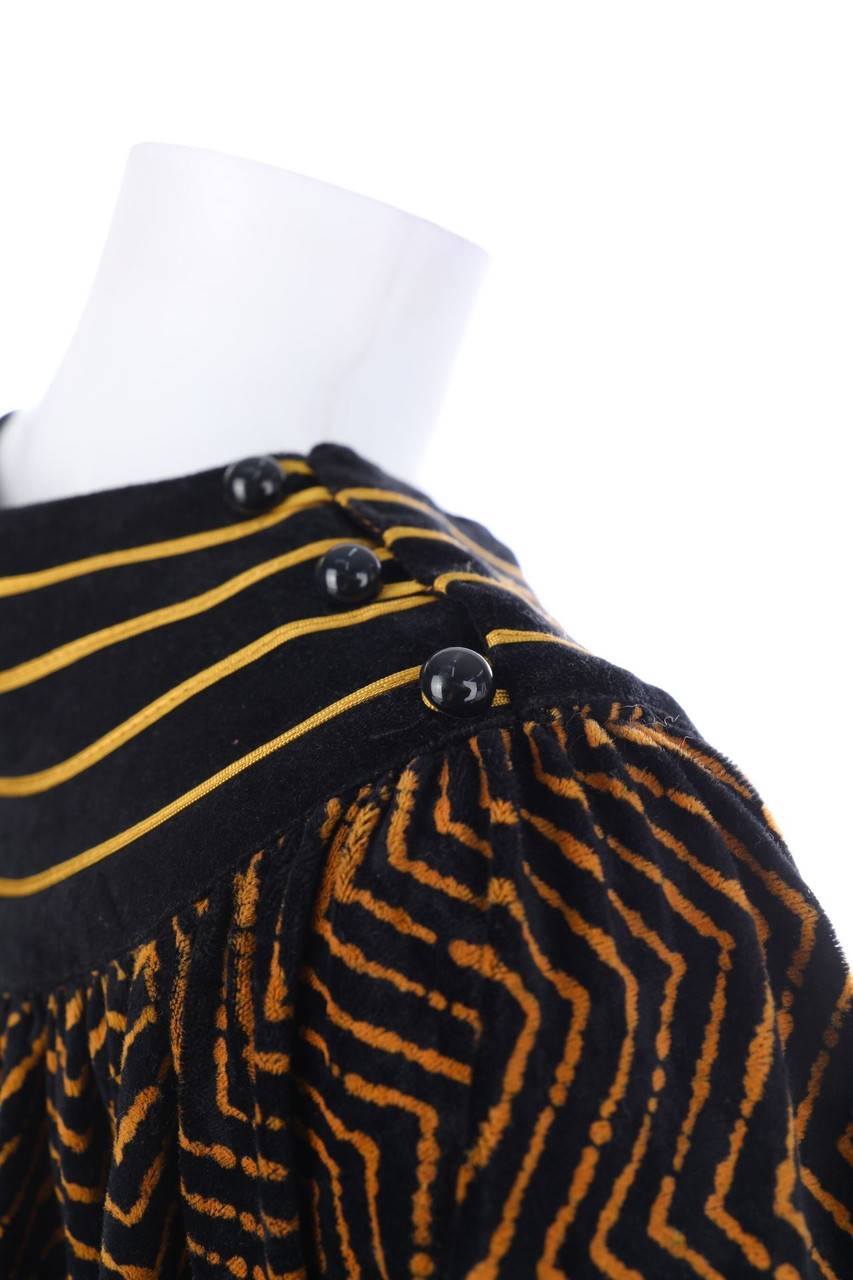 Carou VINTAGE Samt-Shirt Mit Zickzack-Muster