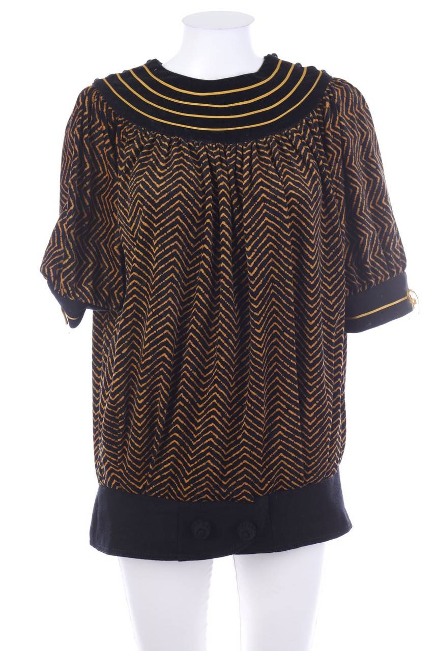 Carou VINTAGE Samt-Shirt mit Zickzack-Muster