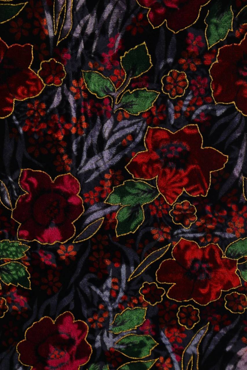 Carou VINTAGE Samt-Weste Mit Blumen-Print