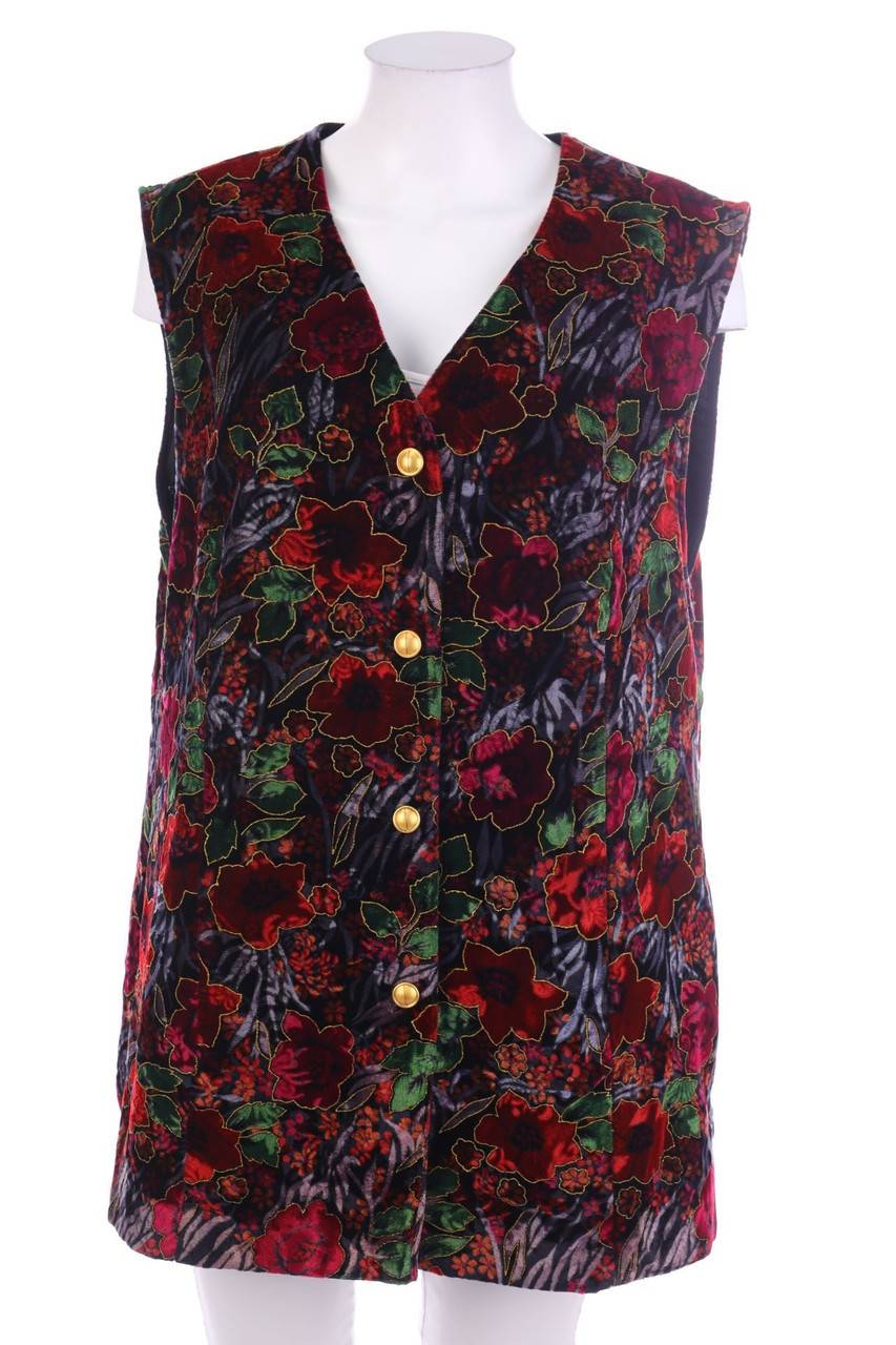 Carou VINTAGE Samt-Weste mit Blumen-Print