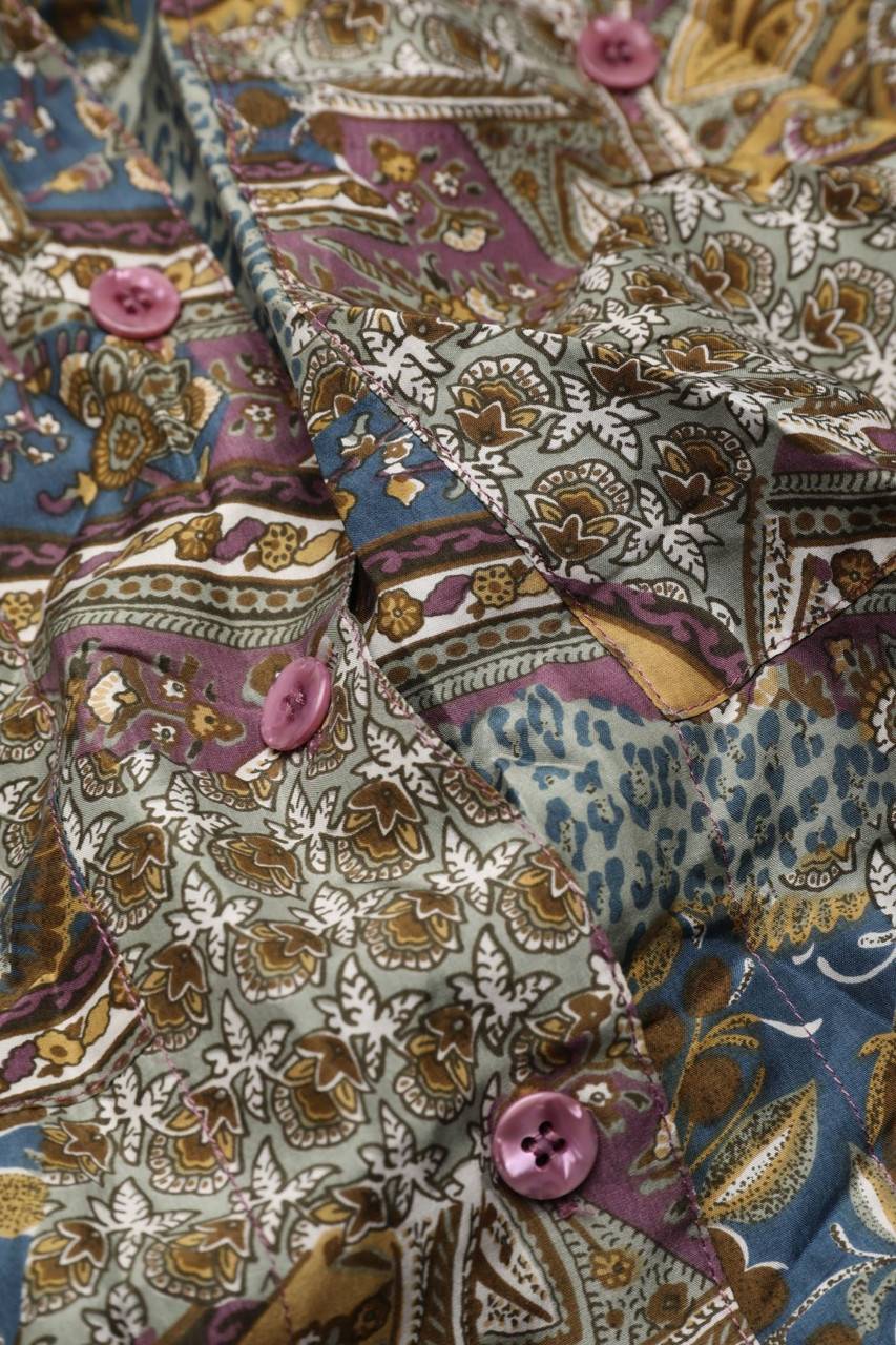 Carou VINTAGE Seiden-Bluse Mit Print