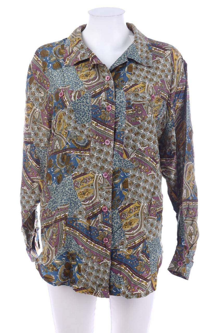 Carou VINTAGE Seiden-Bluse Mit Print