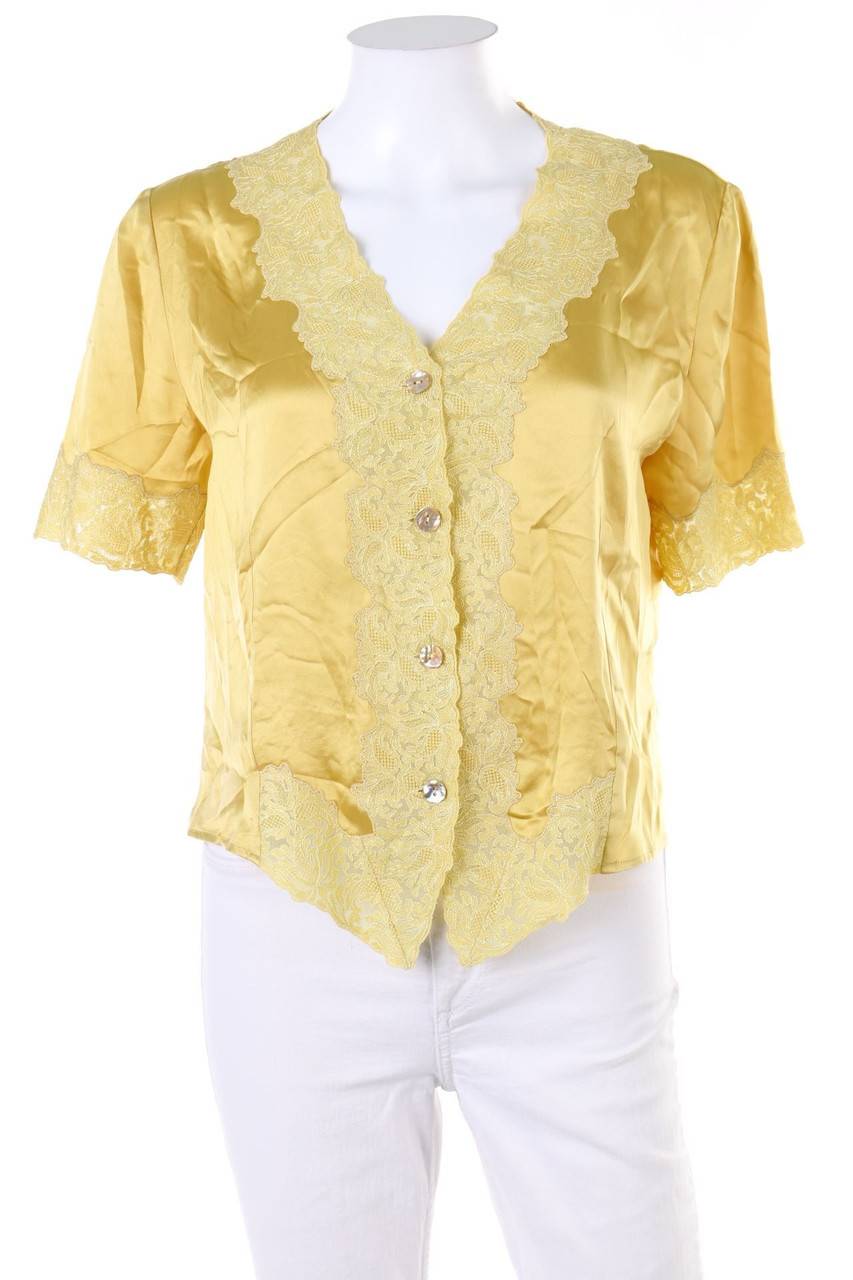 Carou VINTAGE Seiden-Bluse mit Spitze