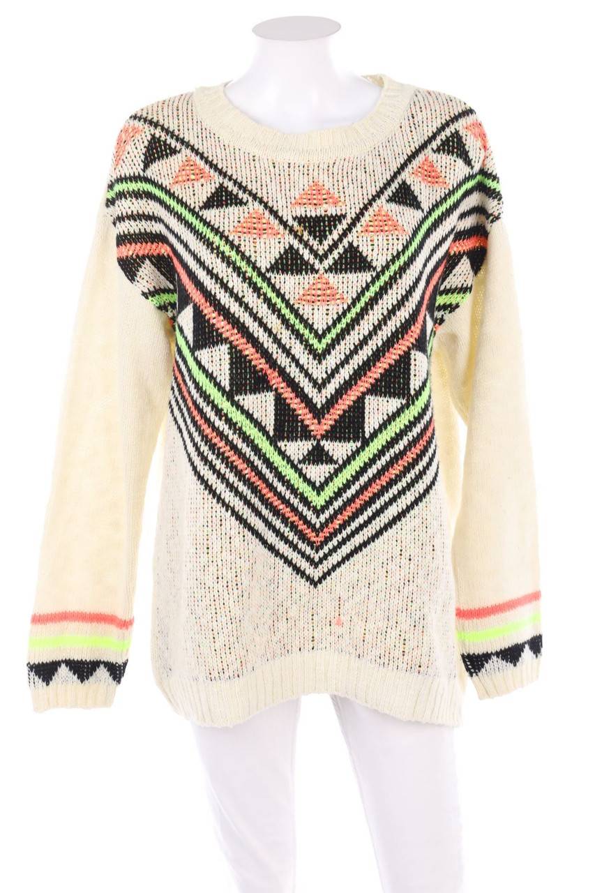 Carou VINTAGE Strick-Pullover mit Ethno-Print