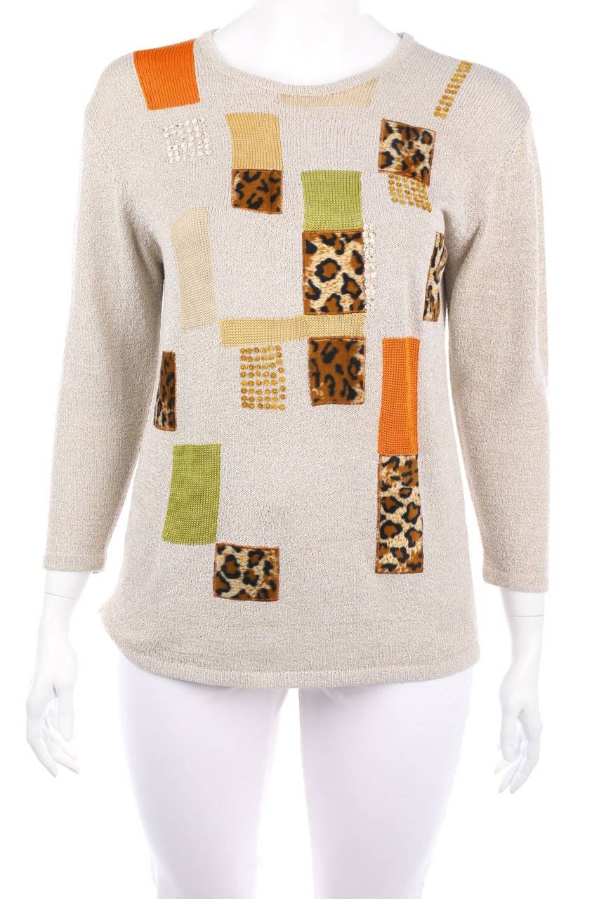 Carou VINTAGE Strick-Pullover mit Leo-Print