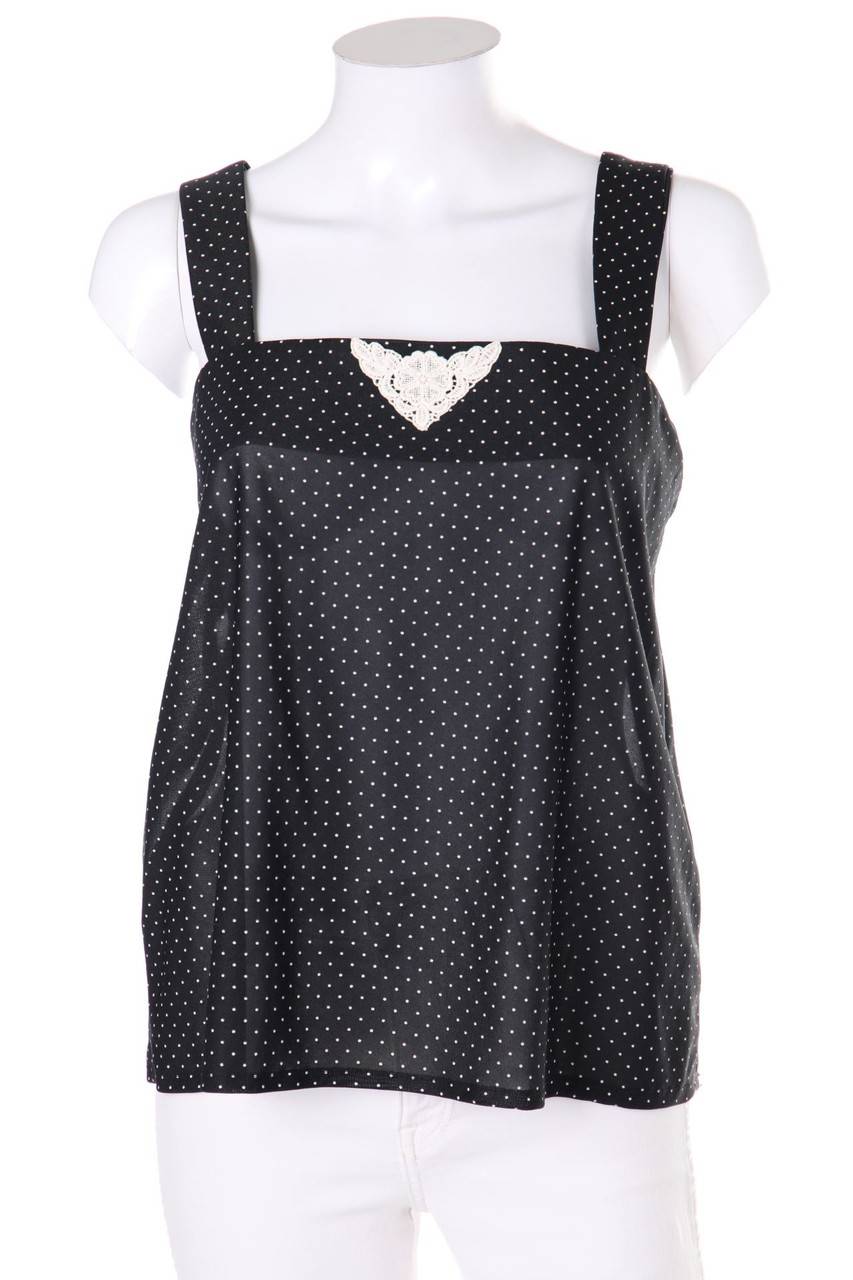 Carou VINTAGE Top mit Polka Dots mit Häkelspitze